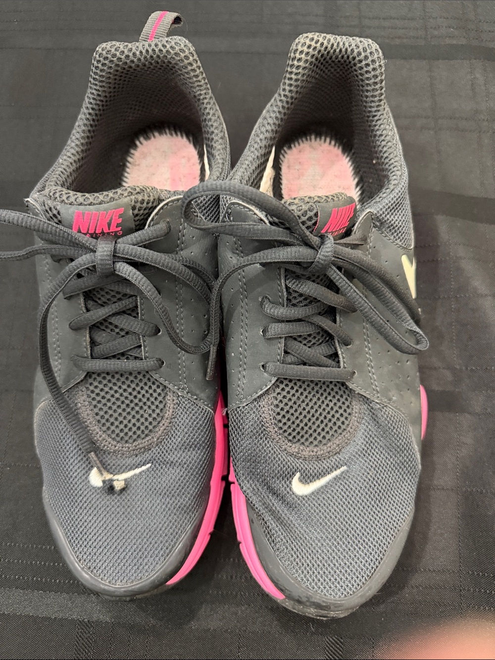 Nike Women's Gray Athletic Sneakers with Pink Accents